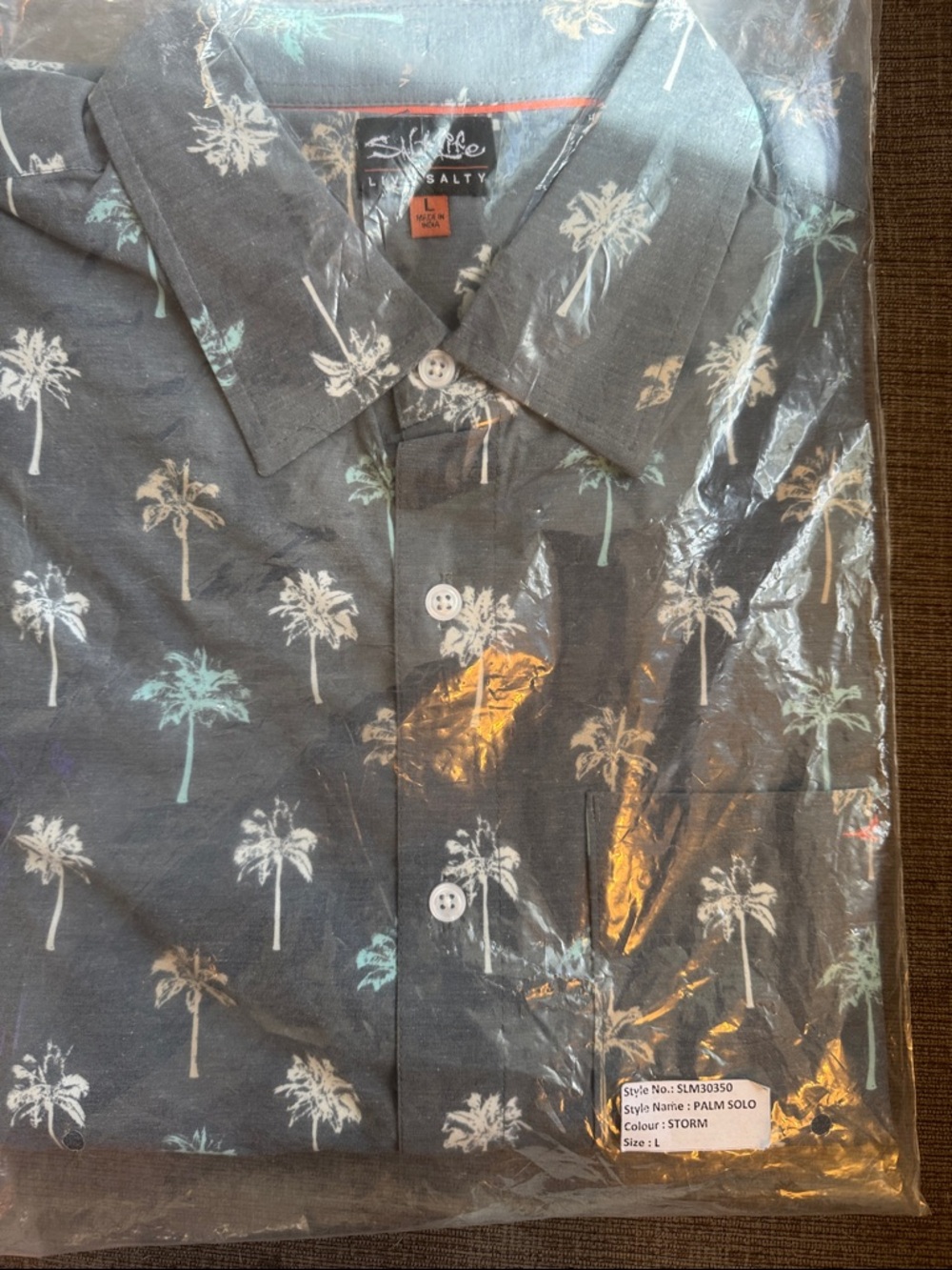 Salt Life Storm Palm-Print Short Sleeve Button-Up Shirt